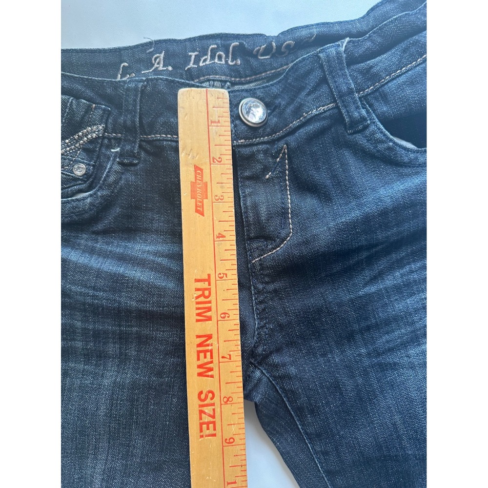 L.A. Idol Jeans Women's Size 7 Blue Denim Rhinestone Embellished Skinny‎ Pants - Picture 7 of 11
